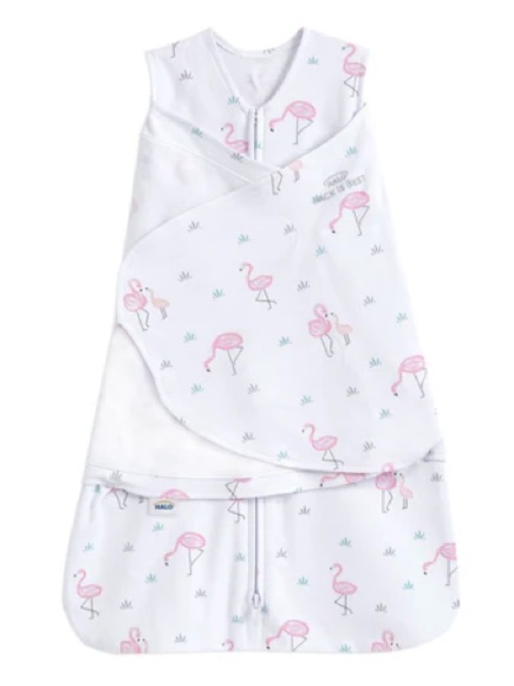 Halo Pink Flamingo Wrap Sleep Sack in White 3-6M 1.5 TOG Swaddle Baby Gear Gift
